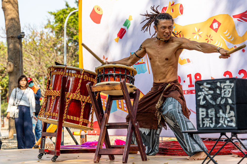 2026年2月19日、台湾・台南市南区にある歴史文化施設「水交社文化園区」にて開催された春節イベント「水交社新春同樂會」での肆舞藝による太鼓パフォーマンス